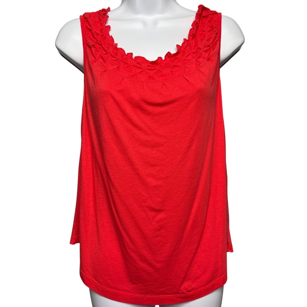 MAEVE x ANTHROPOLOGIE Womens Red Ruffled Smocked Tank Top XS Boho Coquette Girly